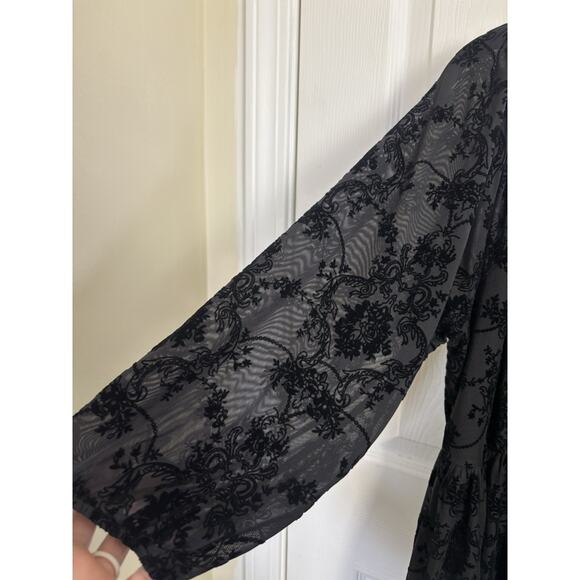 Bloomchic Black Sheer Velvet Burnout Top Size 12 Whimsigtoh Fairy Grunge Romance - Picture 4 of 6